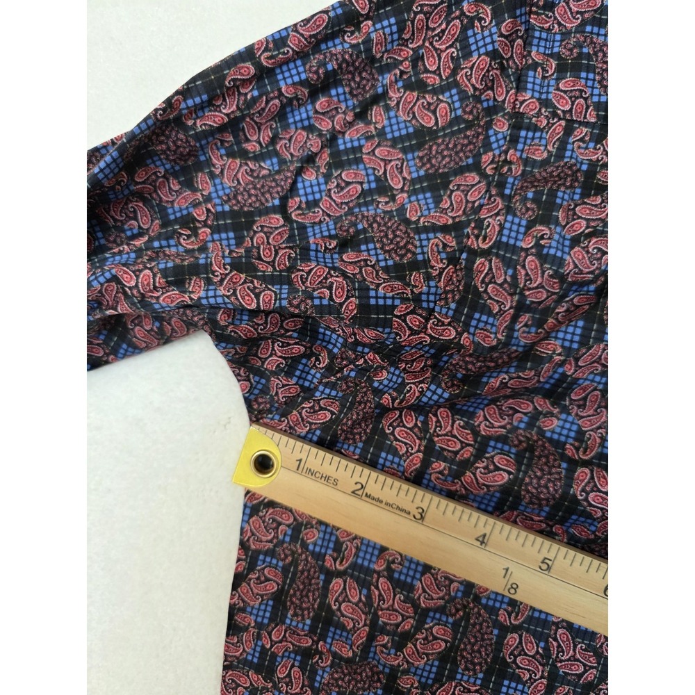 Luchiano Visconti Shirt Mens XL Multicolor Paisley Long Sleeve Button Stretch - Picture 12 of 14